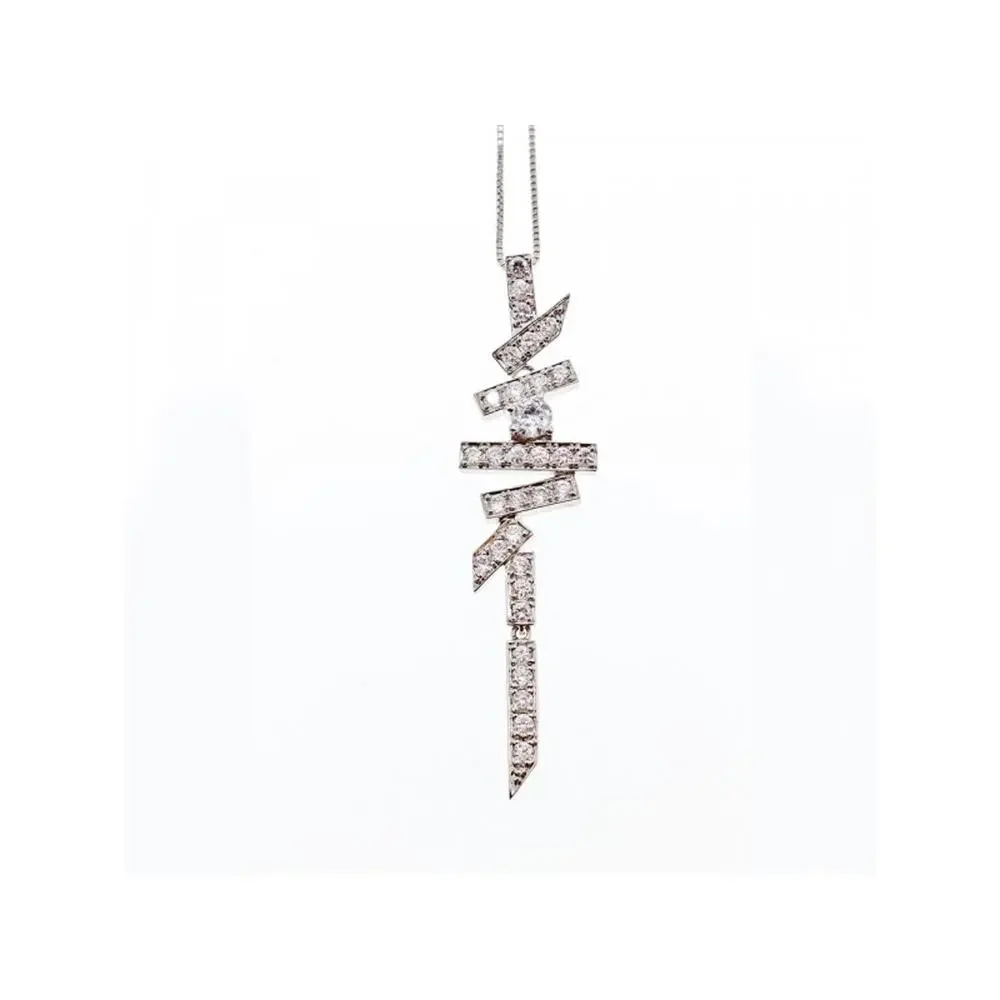 925 Sterling Silver CZ Chain with Pendant Italy